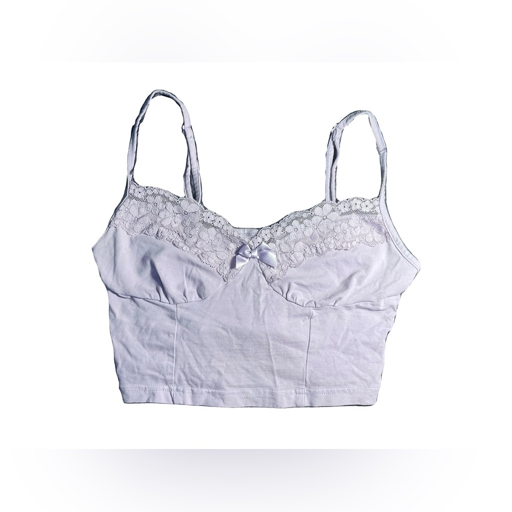 SHEIN | purple laced front bow crop-top
